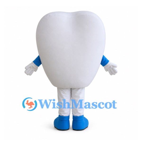 White Tooth Mascot Costume with Blue Eyes and Shoes