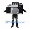 Black Camera Mascot Costume with Silver Lens