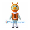 Orange Alien Mascot Costume with Antennae and Gray Boots