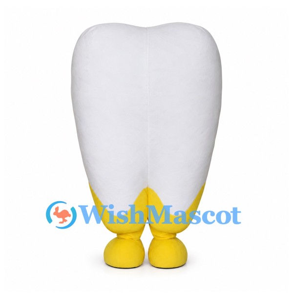 Tooth Mascot Costume with Yellow Base and Laughing Face