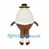 Egg Mascot Costume with Black Bowler Hat and Brown Trousers