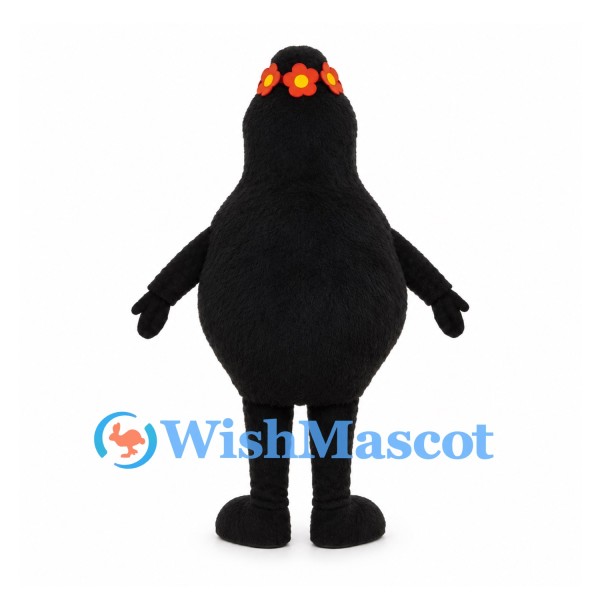 Black Monster Mascot Costume with Orange Goggles