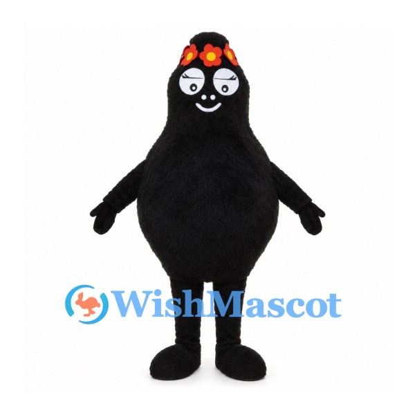 Black Monster Mascot Costume with Orange Goggles