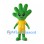 Green Hand Mascot Costume with Yellow Shirt and Shorts