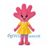 Pink Hand Mascot Costume with Yellow Dress