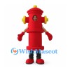 Fire Hydrant Mascot Costume in Red with Yellow Side Caps