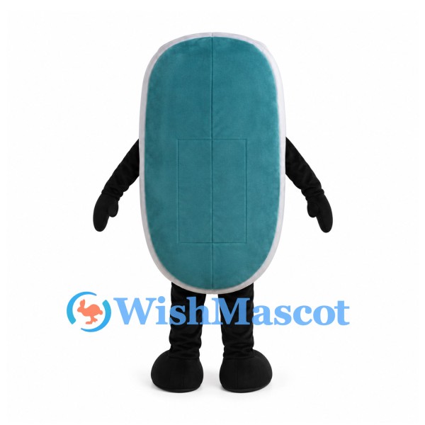 Teal Mobile Phone Mascot Costume with Gray Keypad and Black Legs