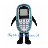 Teal Mobile Phone Mascot Costume with Gray Keypad and Black Legs