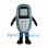 Teal Mobile Phone Mascot Costume with Gray Keypad and Black Legs