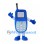 Blue Mobile Phone Mascot Costume with Antenna and Colorful Buttons