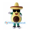Avocado Mascot Costume with Sombrero and Black Sunglasses