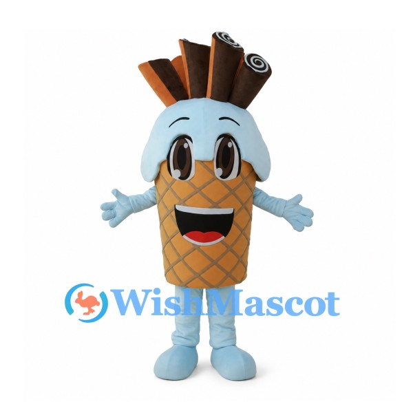 Ice Cream Cone Mascot Costume with Chocolate Wafer Sticks