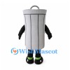 Gray Trash Can Mascot Costume with Lid and Black Gloves