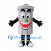 Gray Trash Can Mascot Costume with Lid and Black Gloves