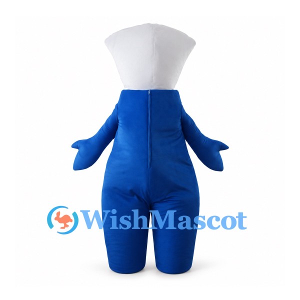 Blue Cyclops Mascot Costume with White Crown-Shaped Head