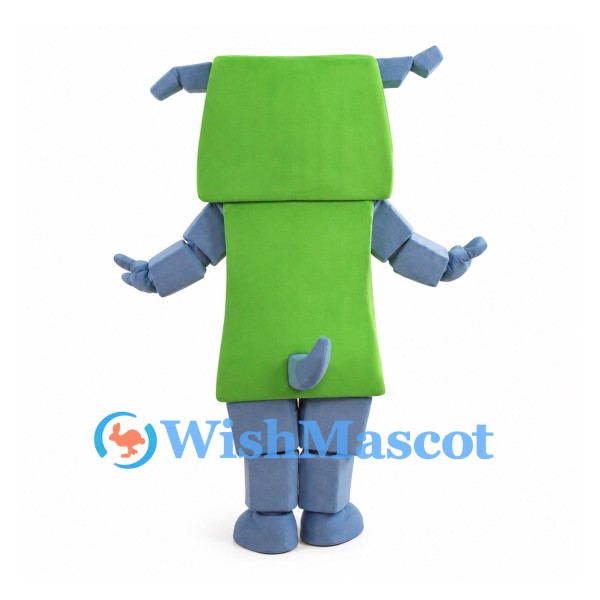 Green Robot Mascot Costume with Red Striped Tie