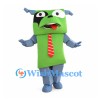 Green Robot Mascot Costume with Red Striped Tie