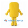 Yellow Rectangle Mascot Costume with Black Smile
