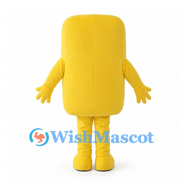 Yellow Rectangle Mascot Costume with Black Smile