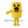 Yellow Rectangle Mascot Costume with Black Smile