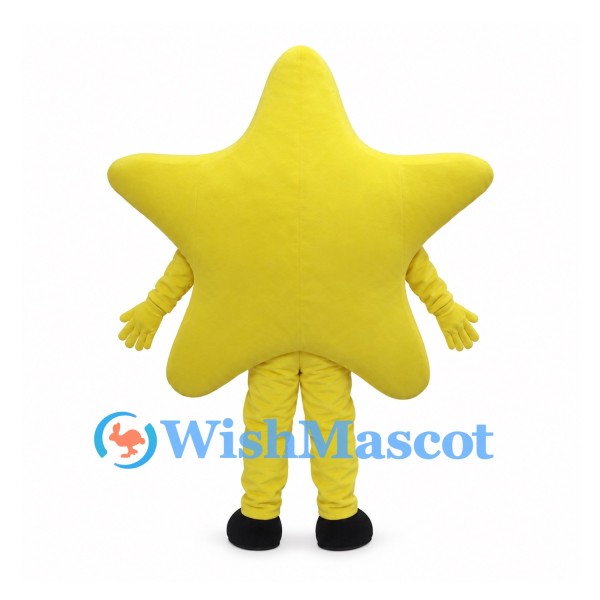 Yellow Star Mascot Costume with Rounded Points