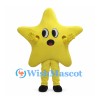 Yellow Star Mascot Costume with Rounded Points