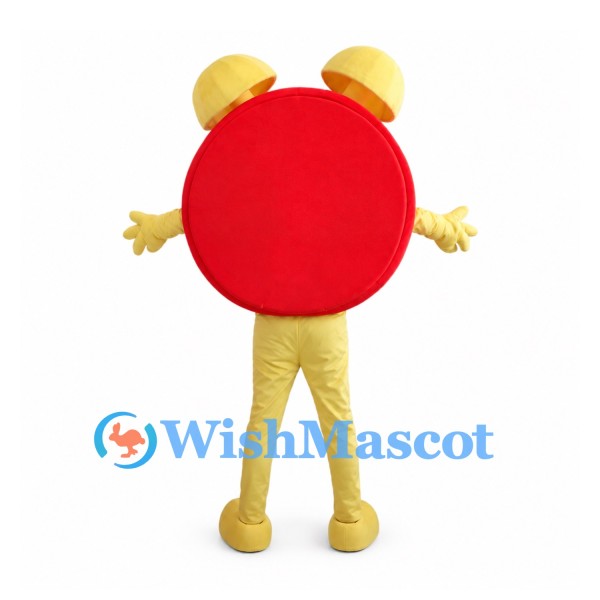 Alarm Clock Mascot Costume with Red Rim and Yellow Bells