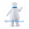 Polar Bear Mascot Costume with Blue Neck Scarf