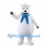 Polar Bear Mascot Costume with Blue Neck Scarf
