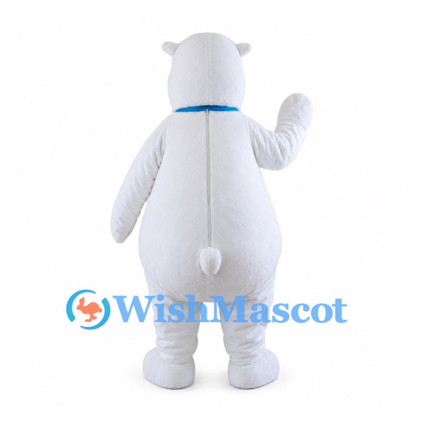 Polar Bear Mascot Costume with Blue Tie