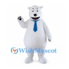 Polar Bear Mascot Costume with Blue Tie