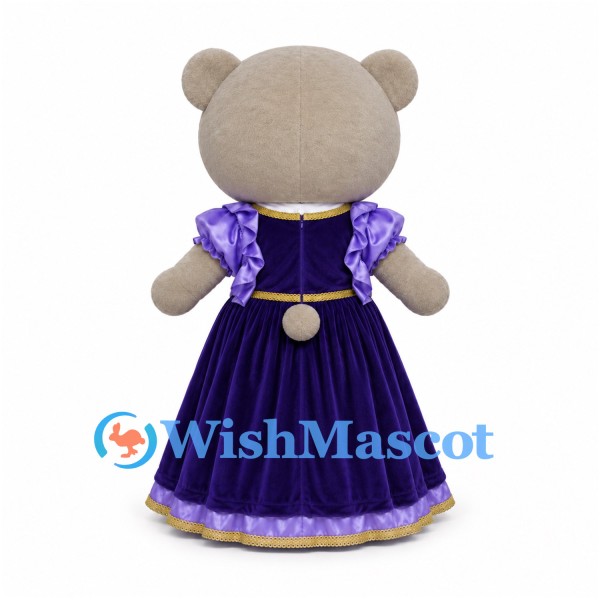 Teddy Bear Mascot Costume with Purple Princess Dress