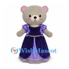 Teddy Bear Mascot Costume with Purple Princess Dress