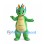 Green Dragon Mascot Costume with Blue Spikes and Yellow Horns