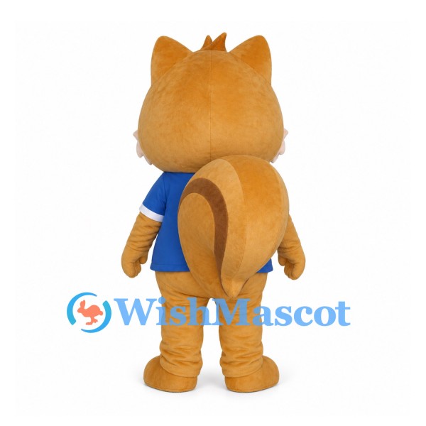 Brown Squirrel Mascot Costume with Blue Jacket