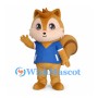 Brown Squirrel Mascot Costume with Blue Jacket