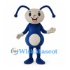 Blue Alien Mascot Costume with Long Curved Antennae