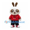 White and Brown Rabbit Mascot Costume with Red Hoodie