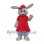 Gray Rabbit Mascot Costume with Red Dress and Cap