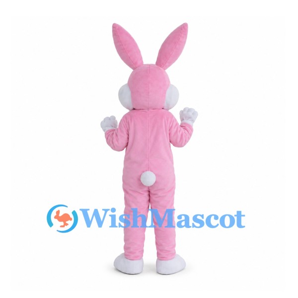 Pink Rabbit Mascot Costume with White Belly