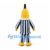 Banana Mascot Costume with Navy and White Striped Pajamas