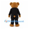 Teddy Bear Mascot Costume with Black Tuxedo and Red Bow Tie