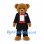 Teddy Bear Mascot Costume with Black Tuxedo and Red Bow Tie