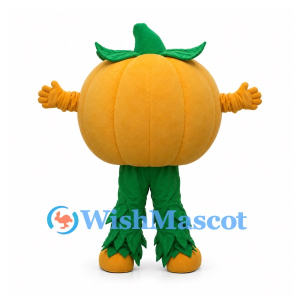 Pumpkin Mascot Costume with Green Leaf Legs