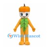 Pumpkin Character Mascot Costume with Green Leaf Chest