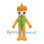 Pumpkin Character Mascot Costume with Green Leaf Chest