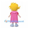 Boy Mascot Costume with Yellow Spiky Hair and Pink Cape