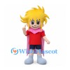 Boy Mascot Costume with Yellow Spiky Hair and Pink Cape