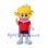 Boy Mascot Costume with Yellow Spiky Hair and Pink Cape
