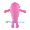Pink Dolphin Mascot Costume with Hair Bow and White Belly